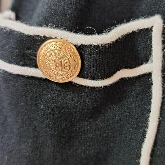 L'AGENCE Black and White Ronny Piped Wool and Cotton Cardigan Size XS - Picture 5 of 12